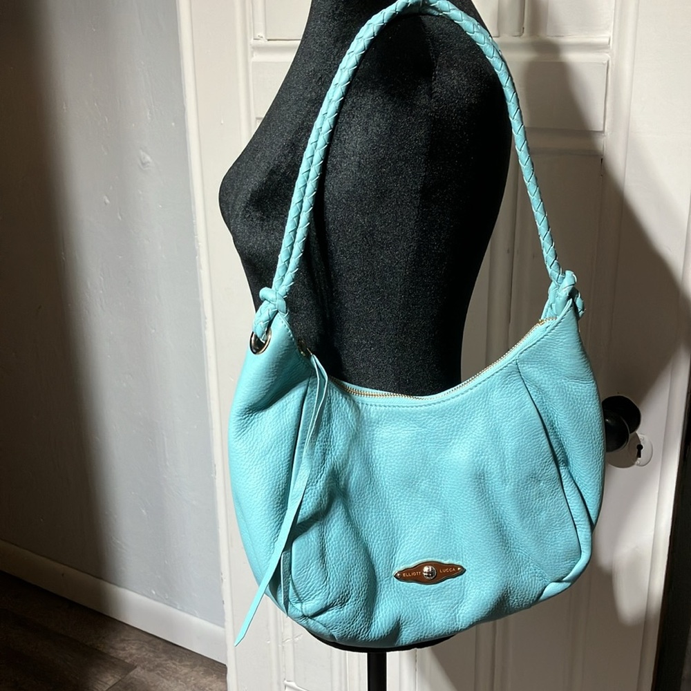 Elliott Lucca Light Blue Leather Shoulder Bag - Picture 6 of 6